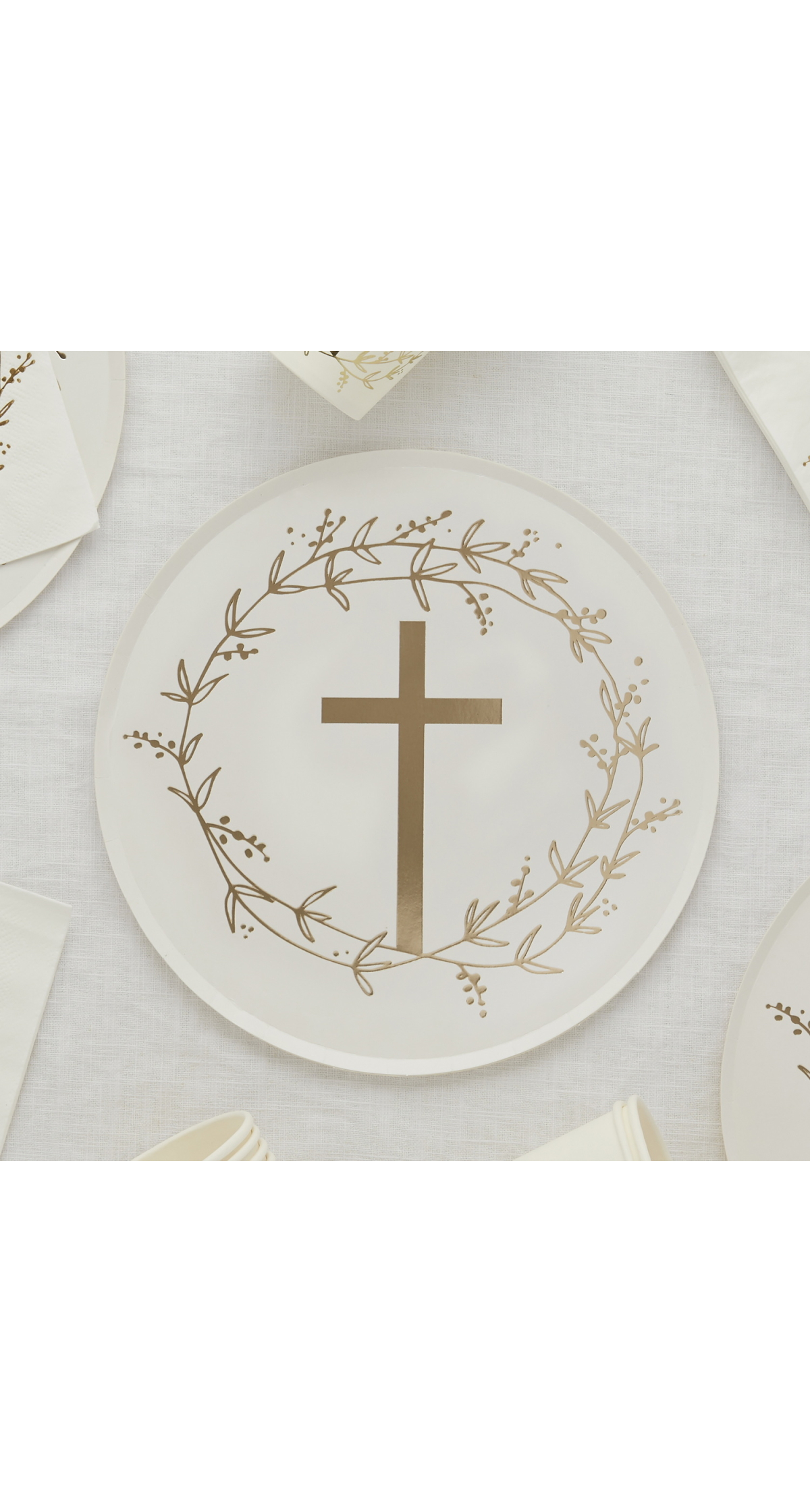 Gold Cross Paper Plates 8 pcs