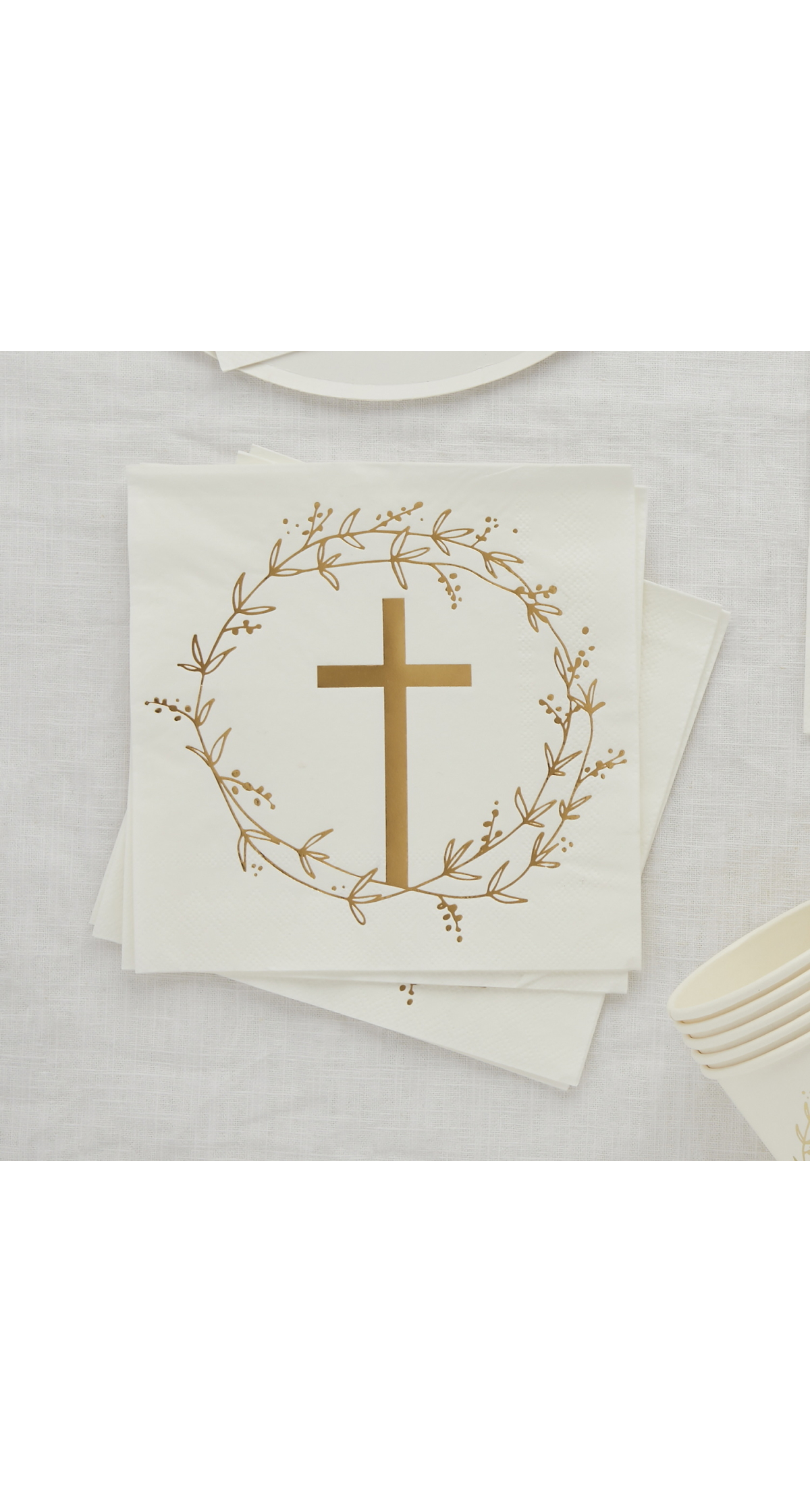 Gold Cross Paper Napkins 16 pcs