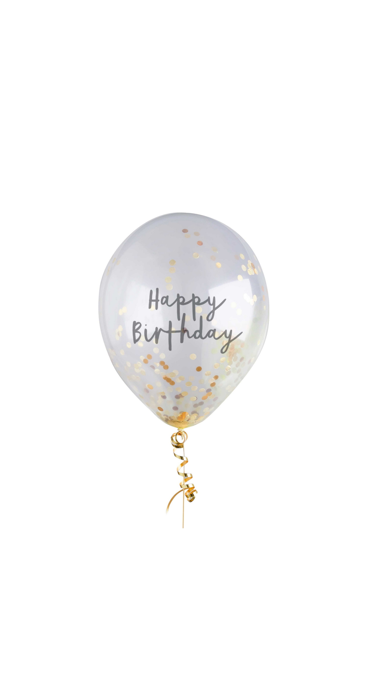 Gold Happy Birthday Confetti 12 Inch Latex Balloons 5pk - Image 2