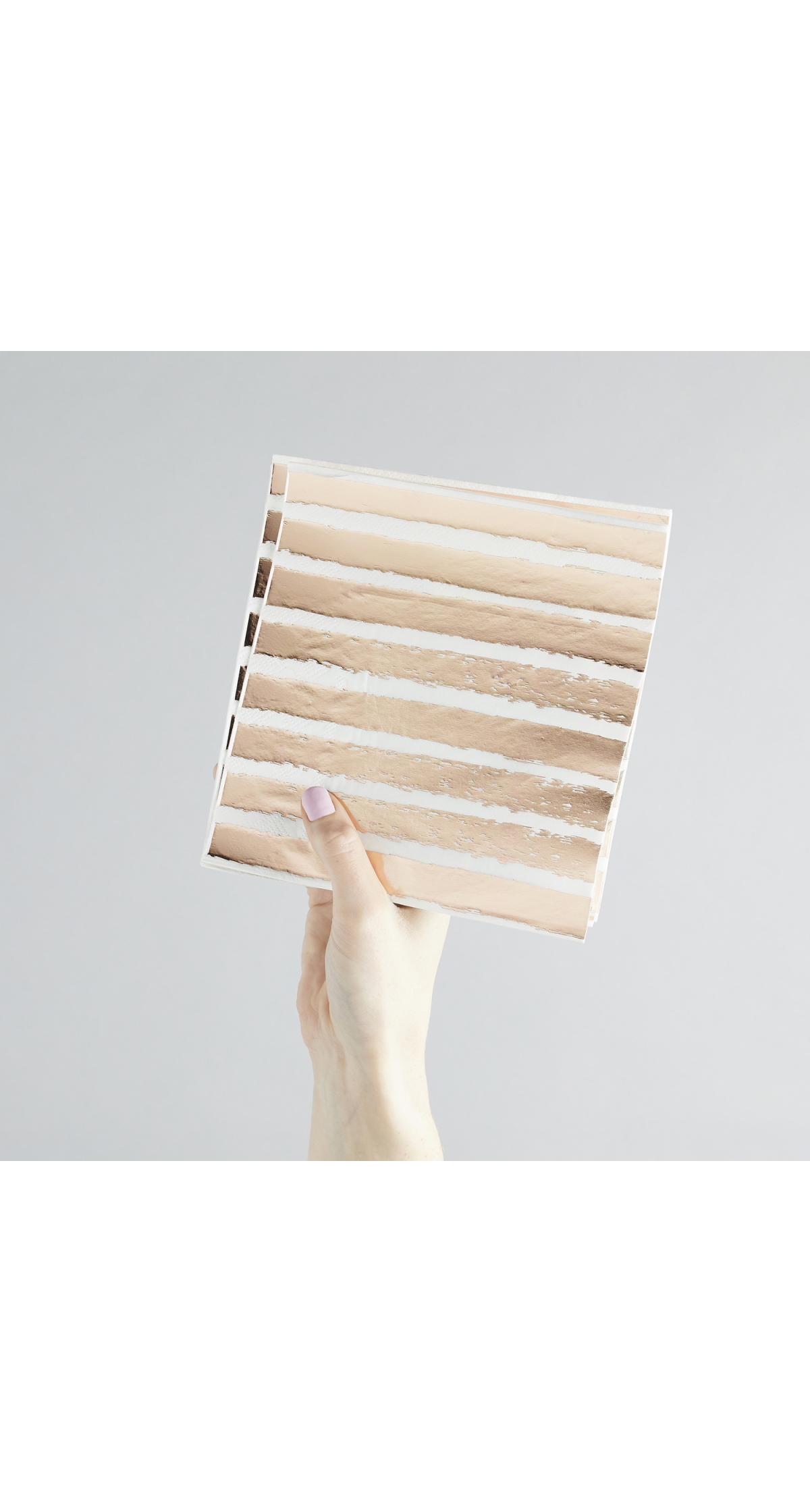 Rose Gold Striped Napkins 16pk (165x165mm) - Image 3