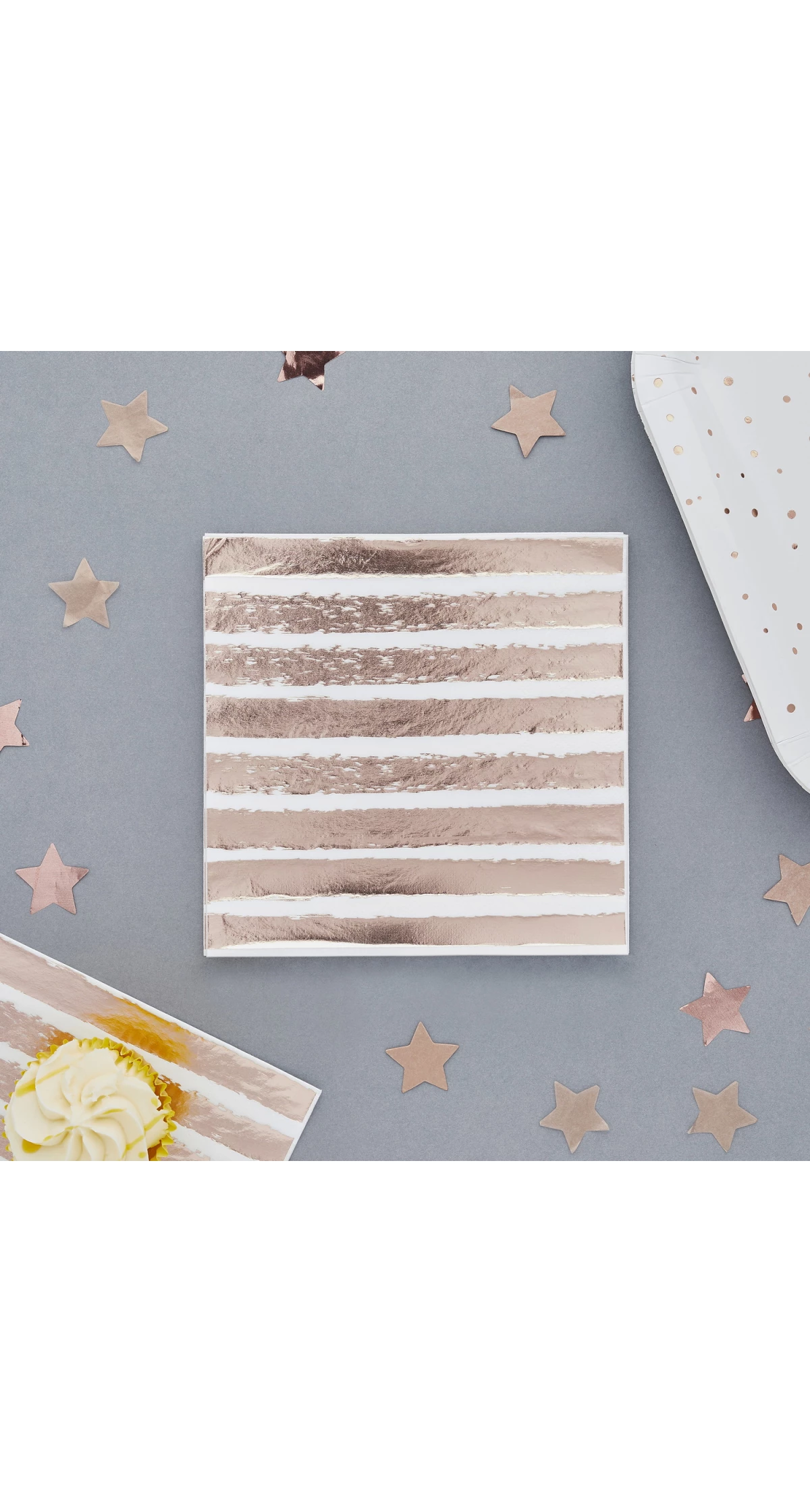 Rose Gold Striped Napkins 16pk (165x165mm)