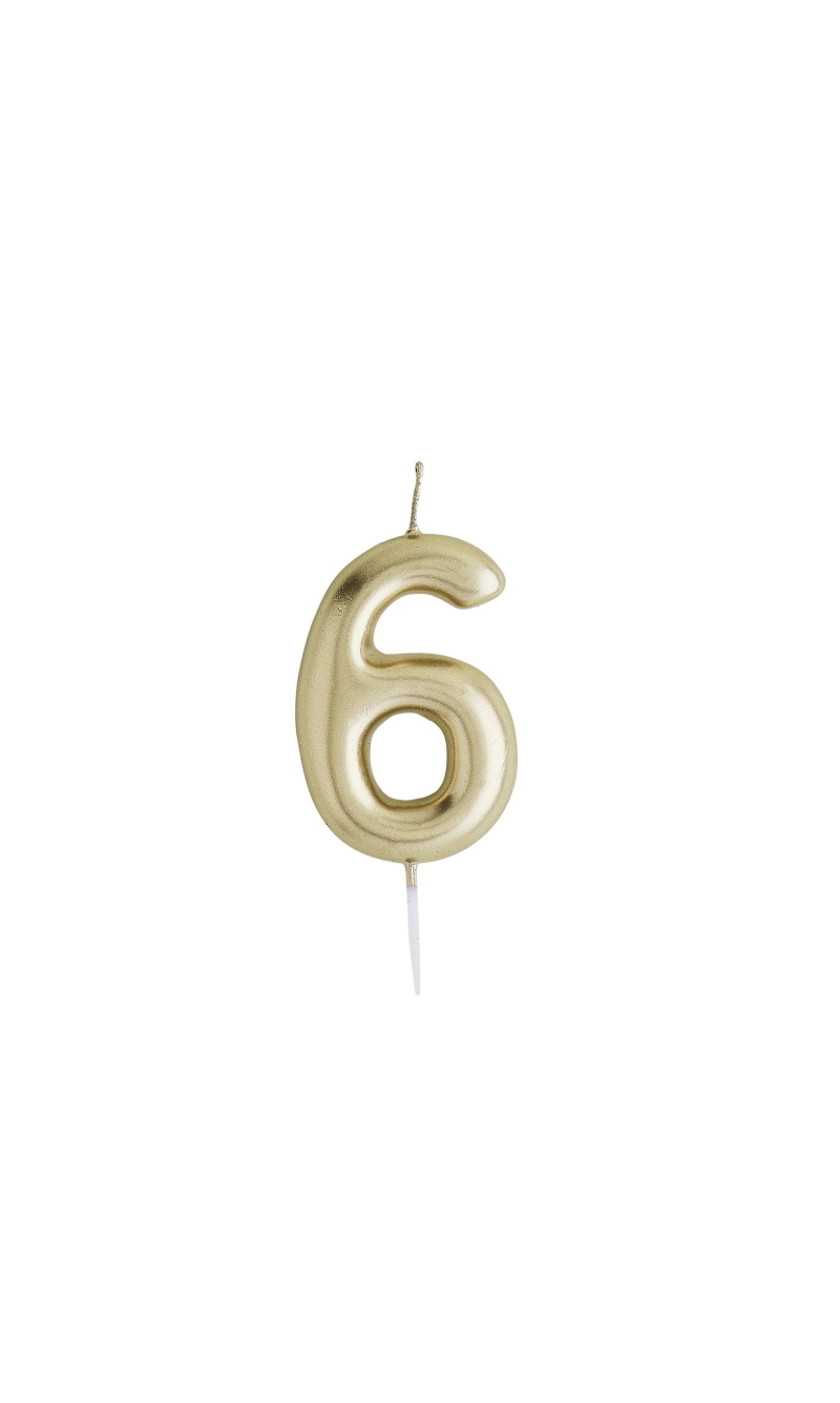 Gold No.6 Candle (H)84x(W)40mm