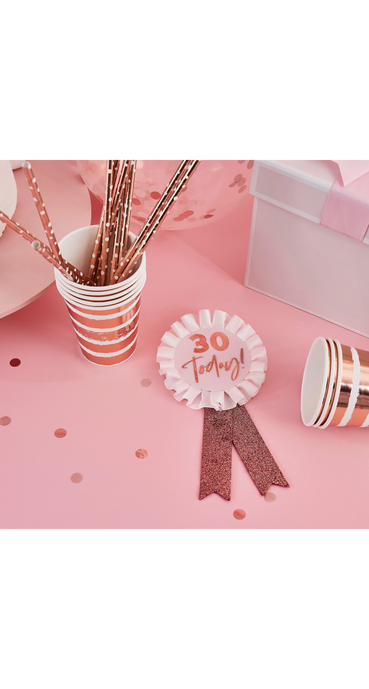 Rose Gold Milestone Birthday Badge Personalised With Stickers - Image 3