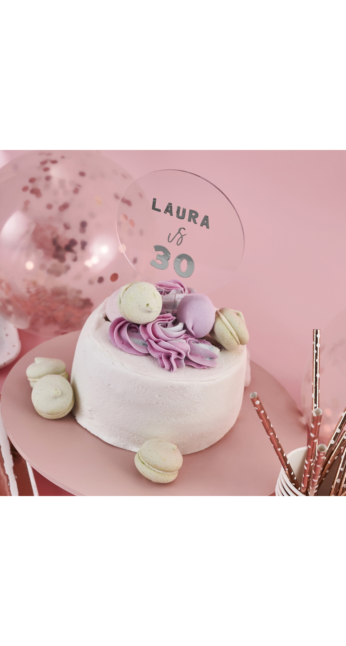 Acrylic Personalised Cake Topper With Silver Sticker Sheets - Image 6