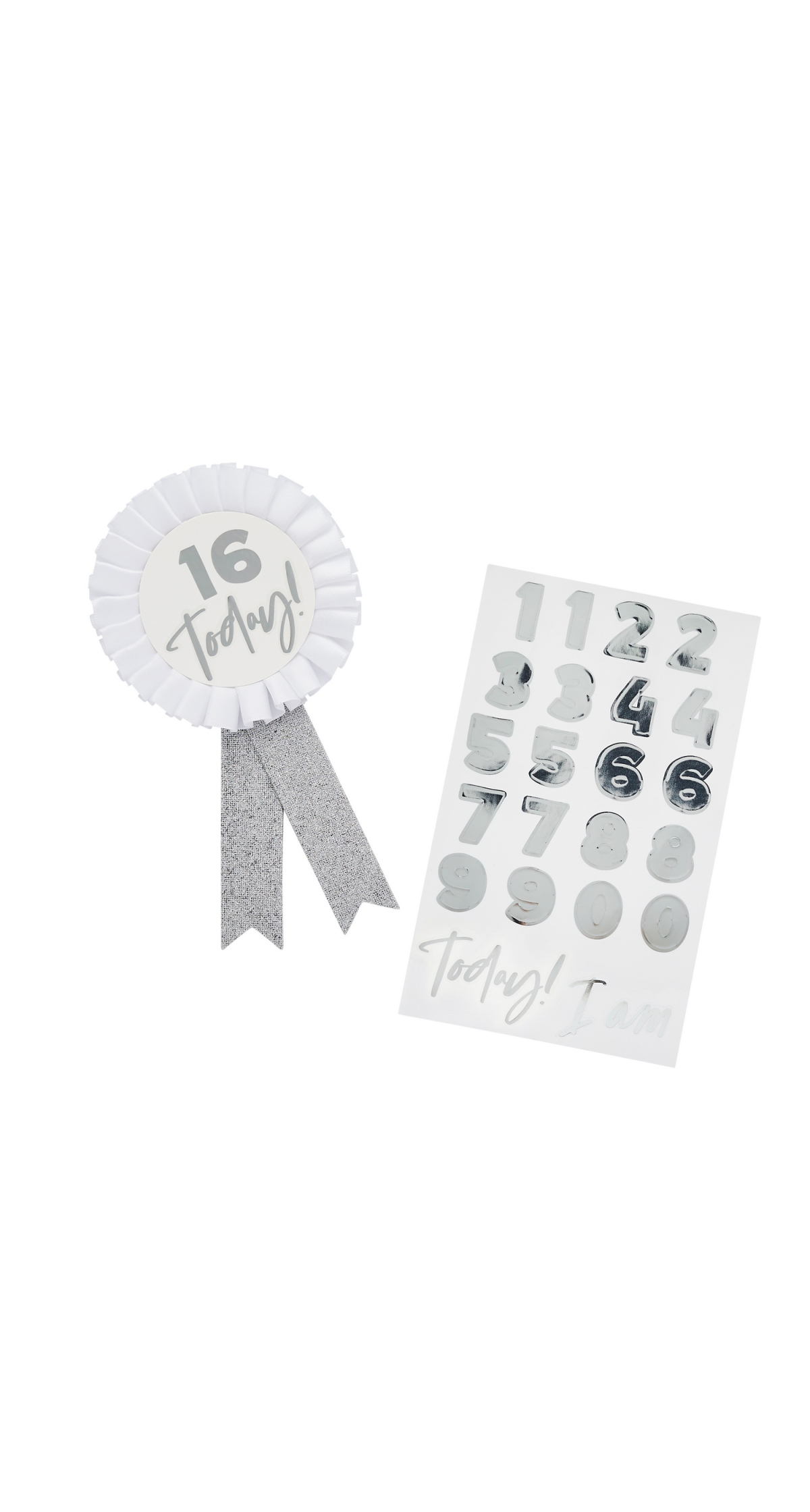 Silver Milestone Birthday Badge Personalised With Stickers - Image 2