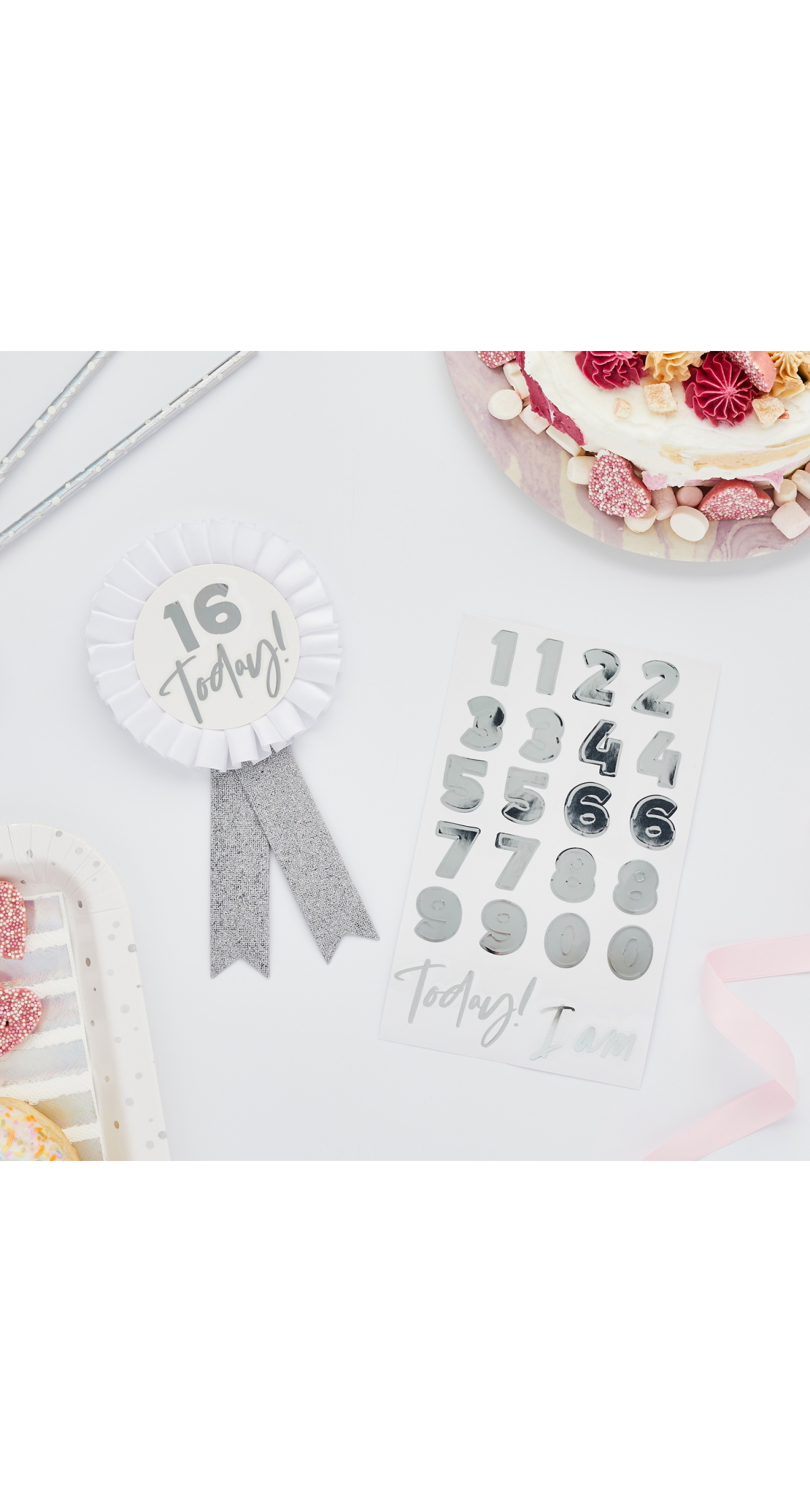 Silver Milestone Birthday Badge Personalised With Stickers