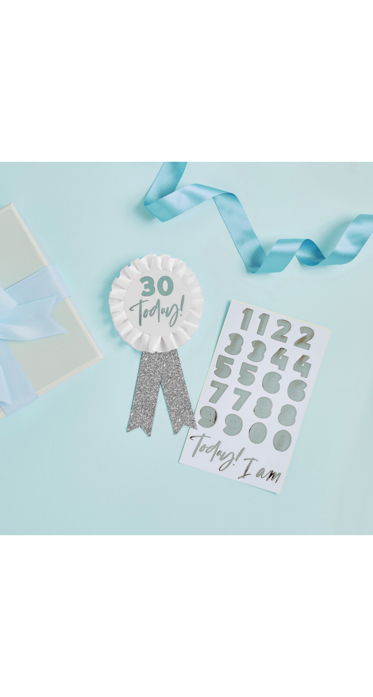 Silver Milestone Birthday Badge Personalised With Stickers - Image 3