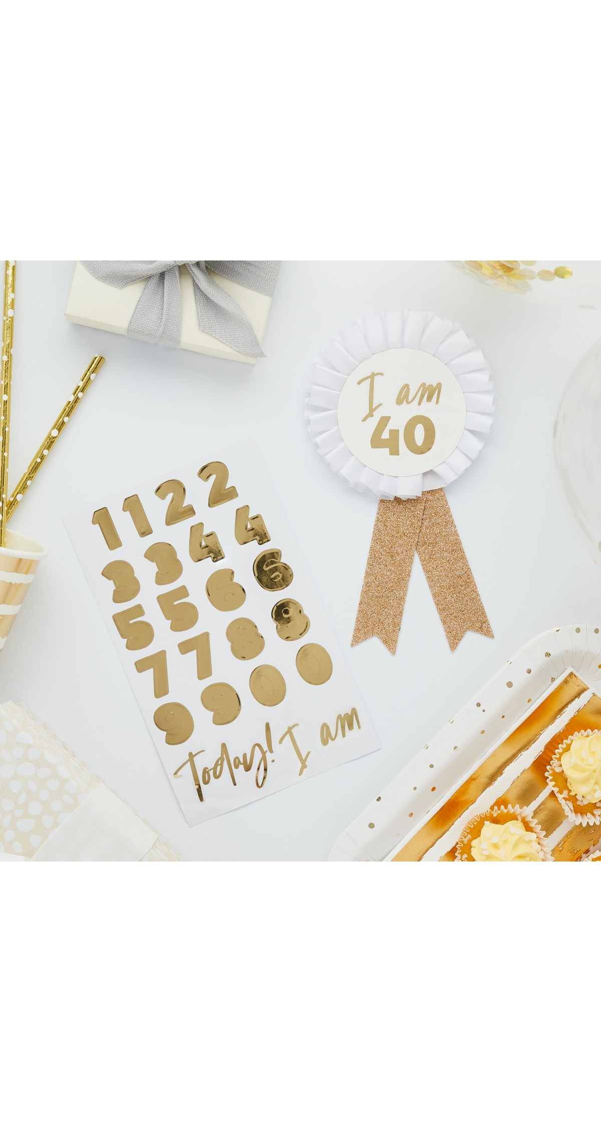 Gold Milestone Birthday Badge Personalised With Stickers