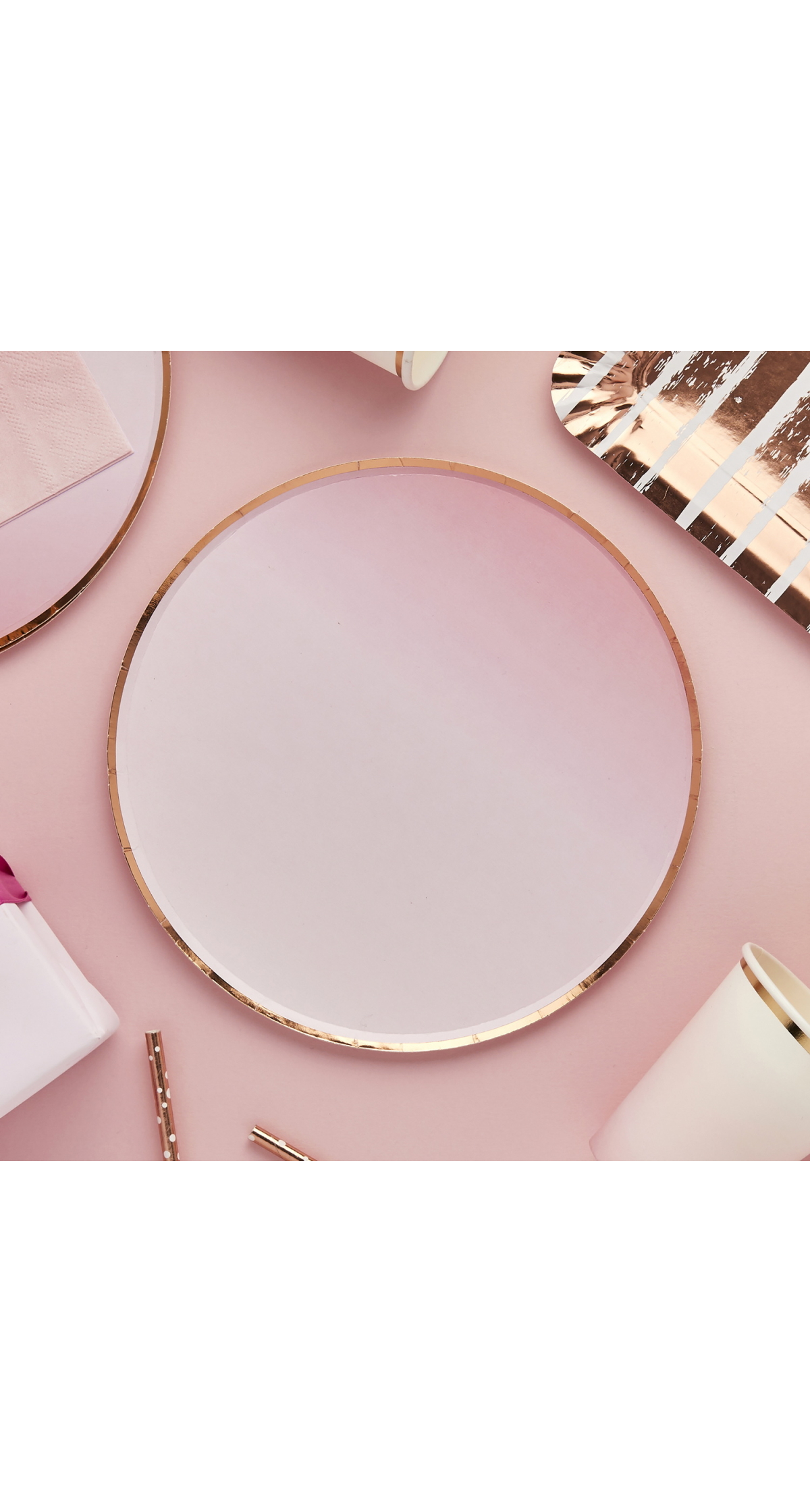 Rose Gold & Pink Ombre Paper Plates 8pk