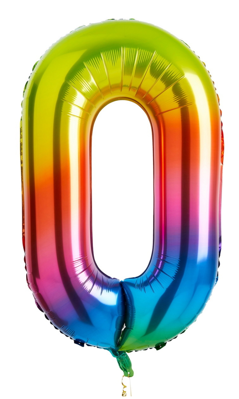 34 Inch Foil Balloon Number 0 â€“ Rainbow