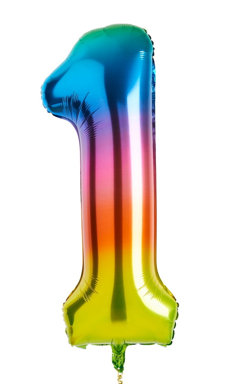 34 Inch Foil Balloon Number 1 â€“ Rainbow