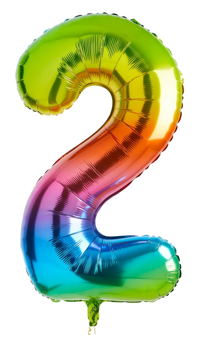 34 Inch Foil Balloon Number 2 – Rainbow