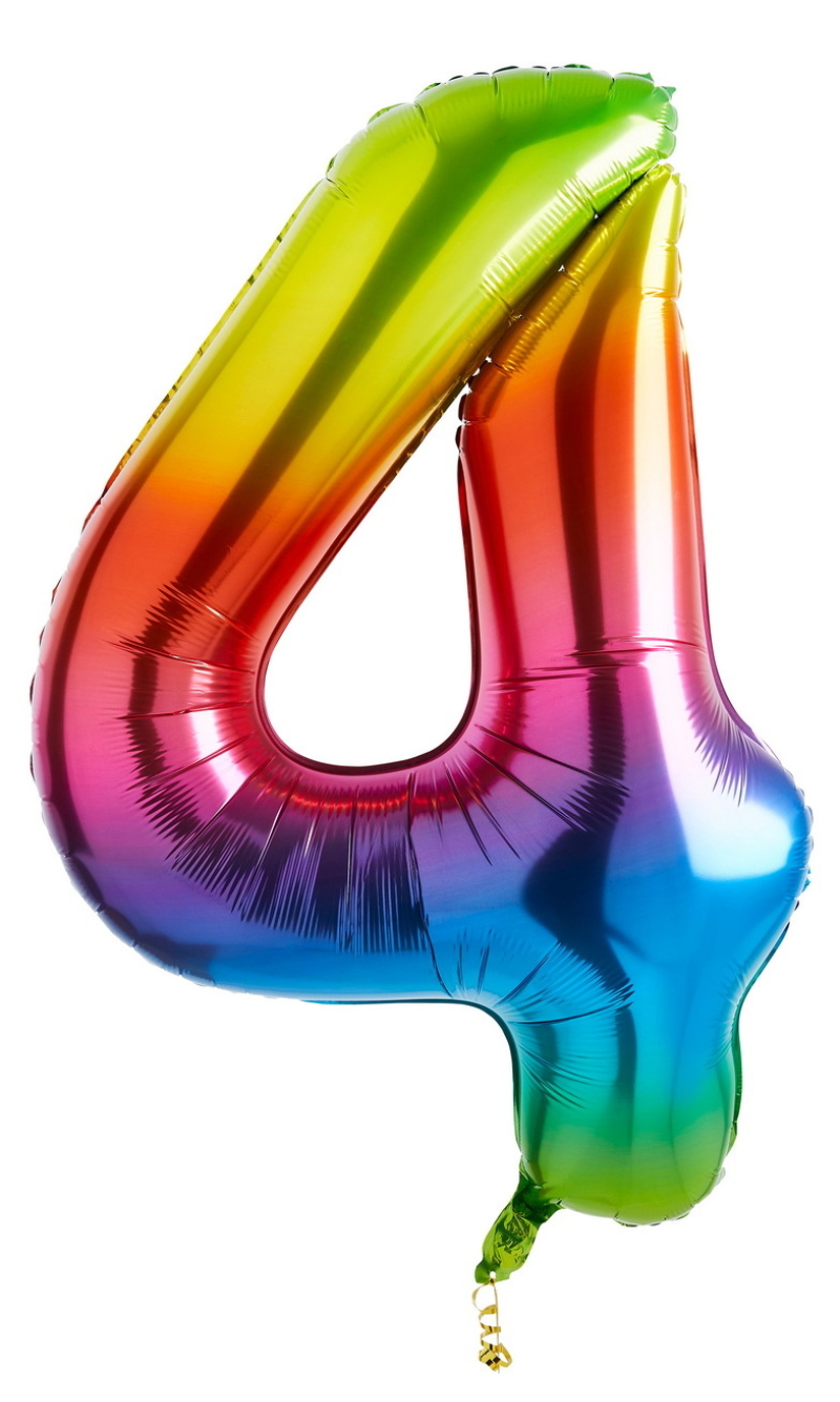 34 Inch Foil Balloon Number 4 â€“ Rainbow