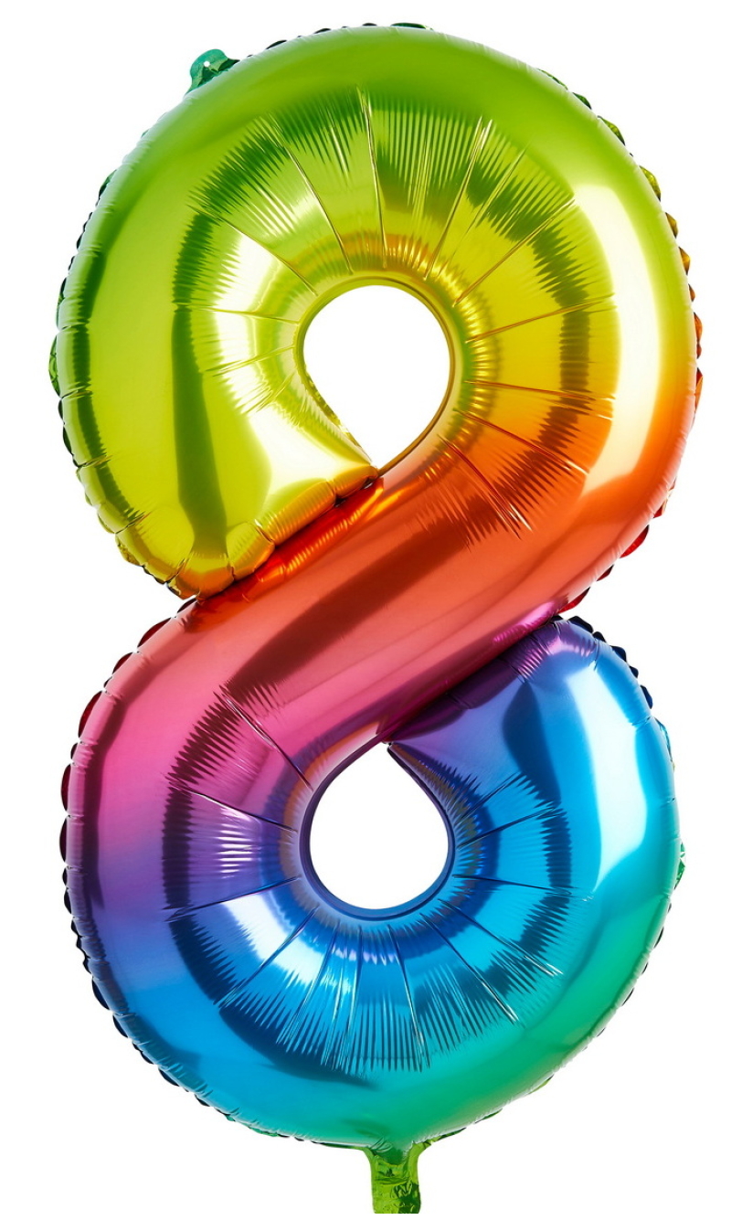 34 Inch Foil Balloon Number 8 â€“ Rainbow