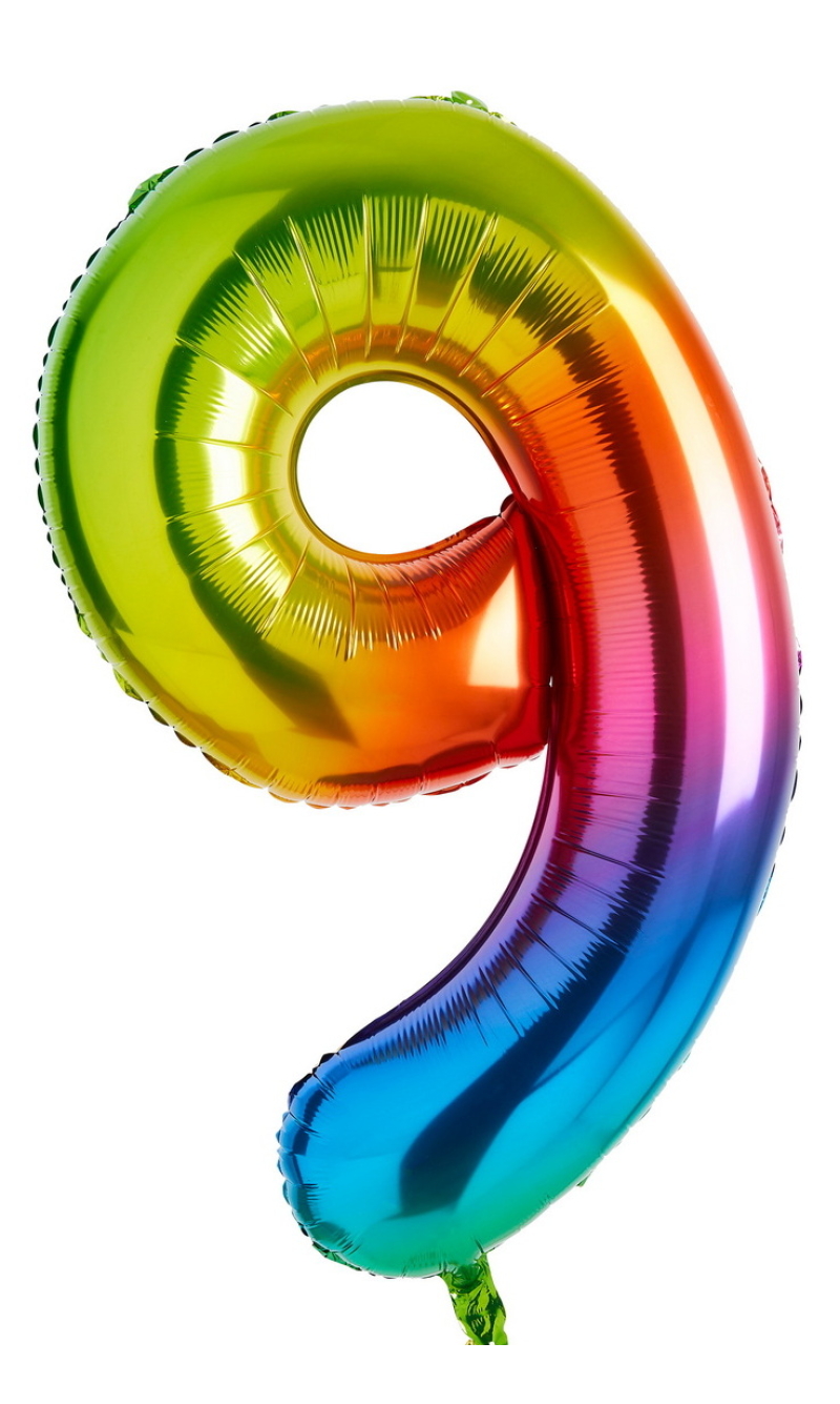 34 Inch Foil Balloon Number 9 â€“ Rainbow