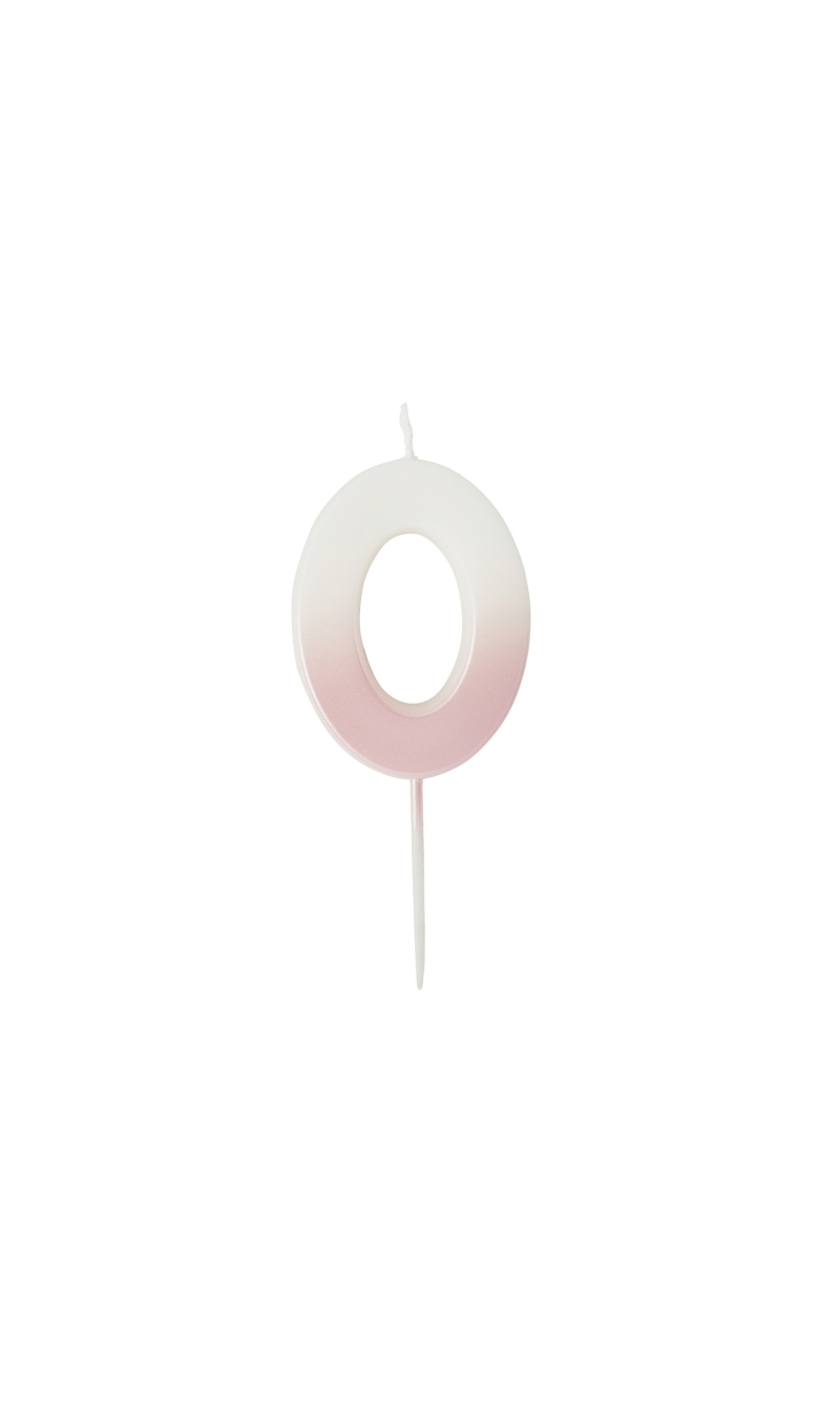 Pink Ombre Number 0 Wax Candle