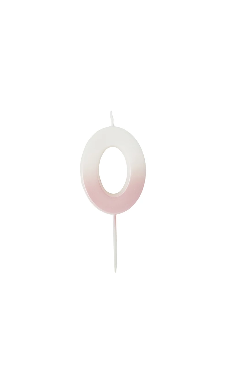 Pink Ombre Number 0 Wax Candle