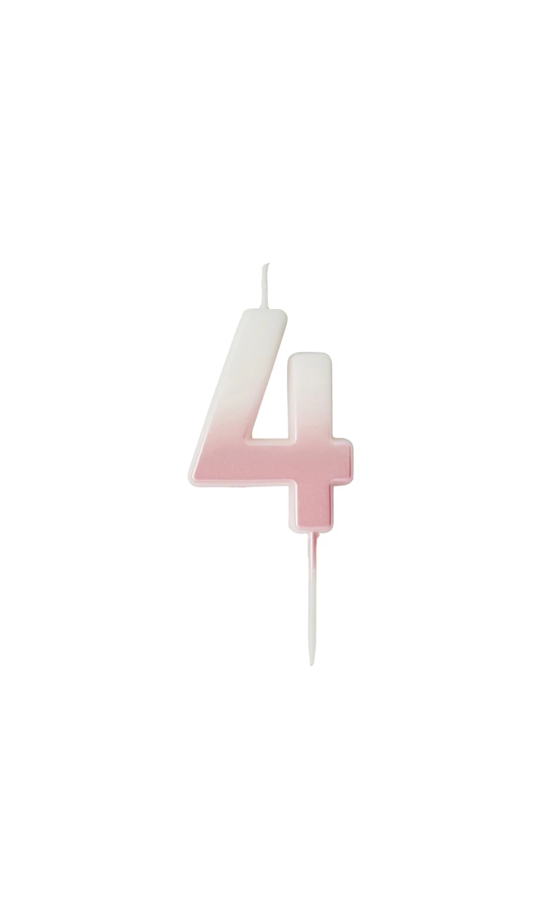 Pink Ombre Number 4 Wax Candle