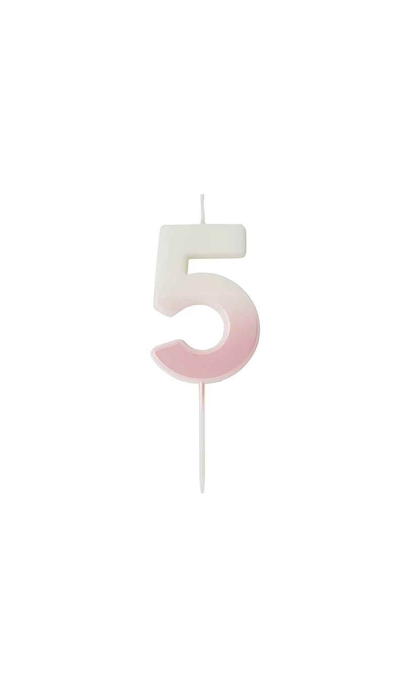 Pink Ombre Number 5 Wax Candle