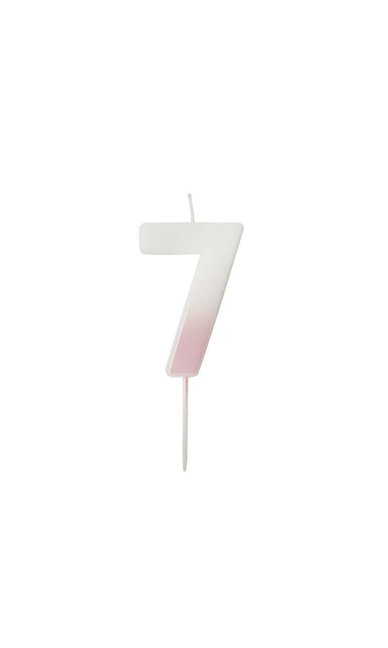 Pink Ombre Number 7 Wax Candle