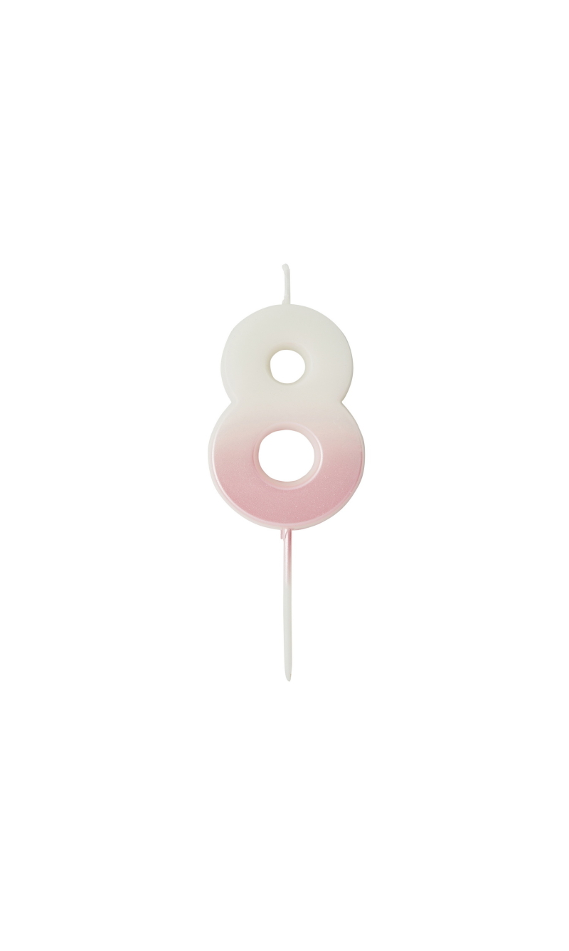 Pink Ombre Number 8 Wax Candle
