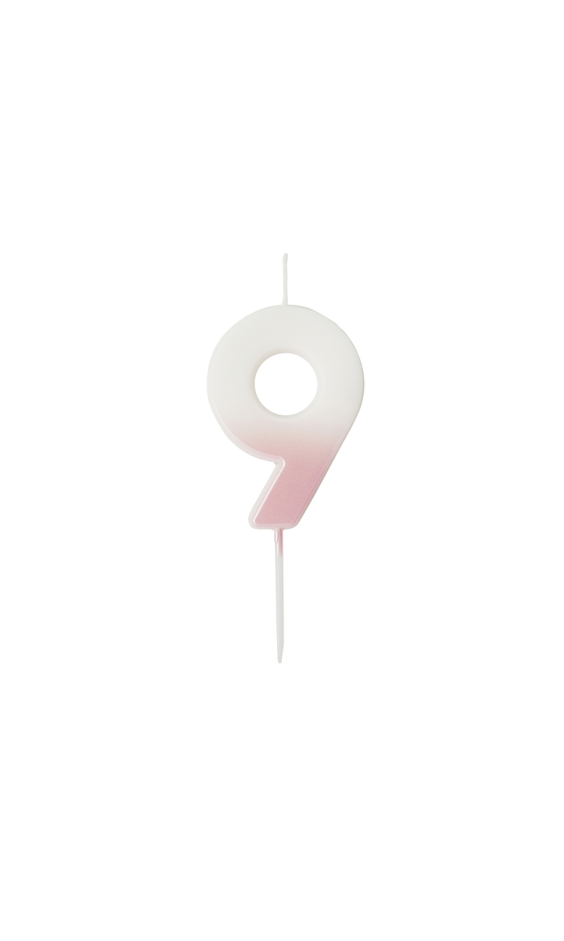 Pink Ombre Number 9 Wax Candle