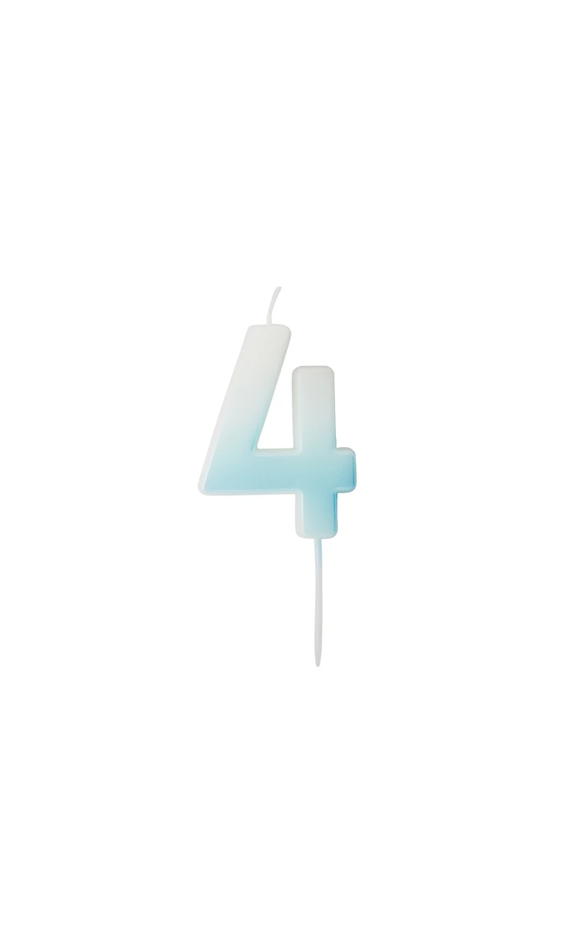 Blue Ombre Number 4 Wax Candle