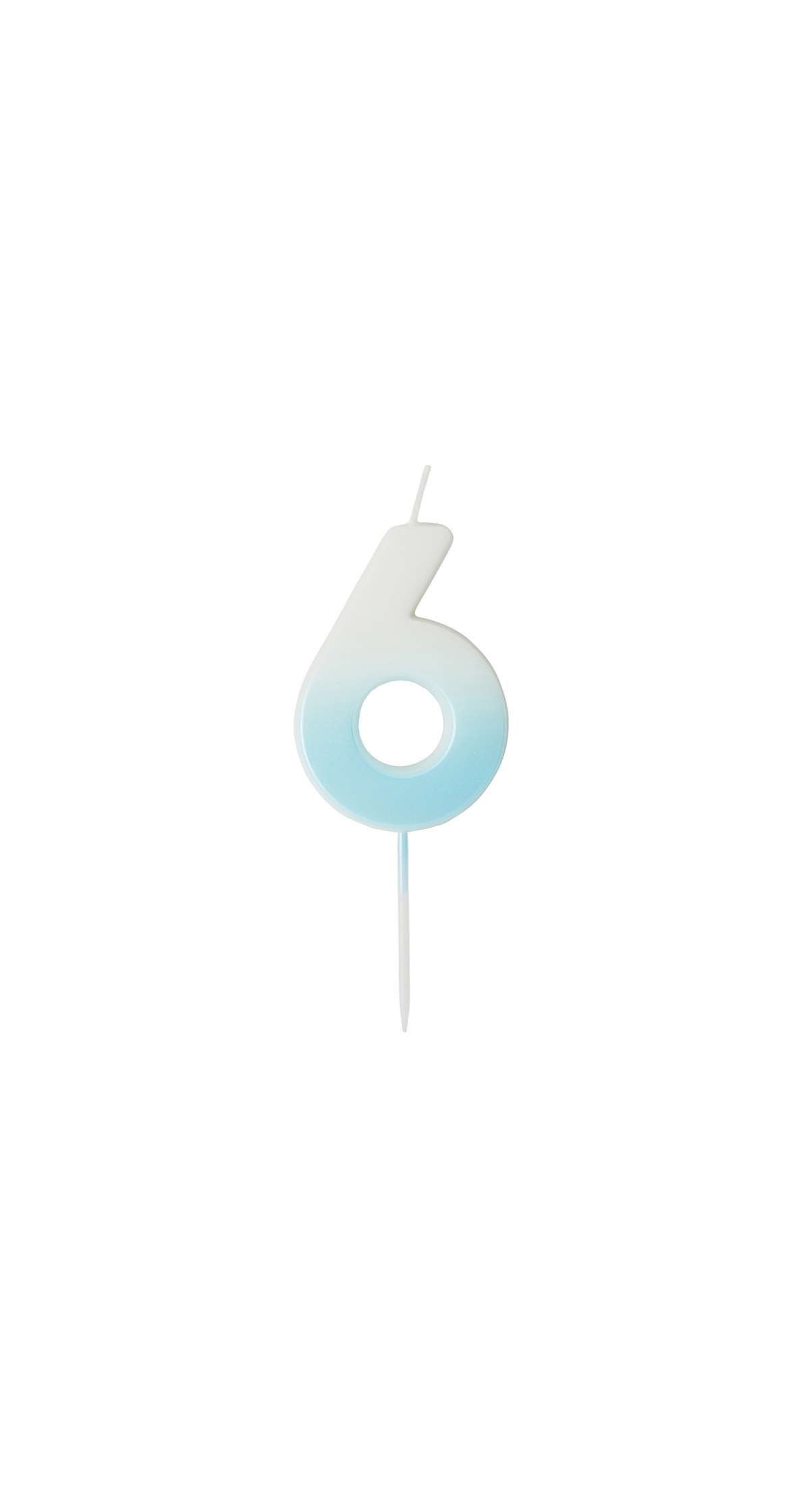 Blue Ombre Number 6 Wax Candle