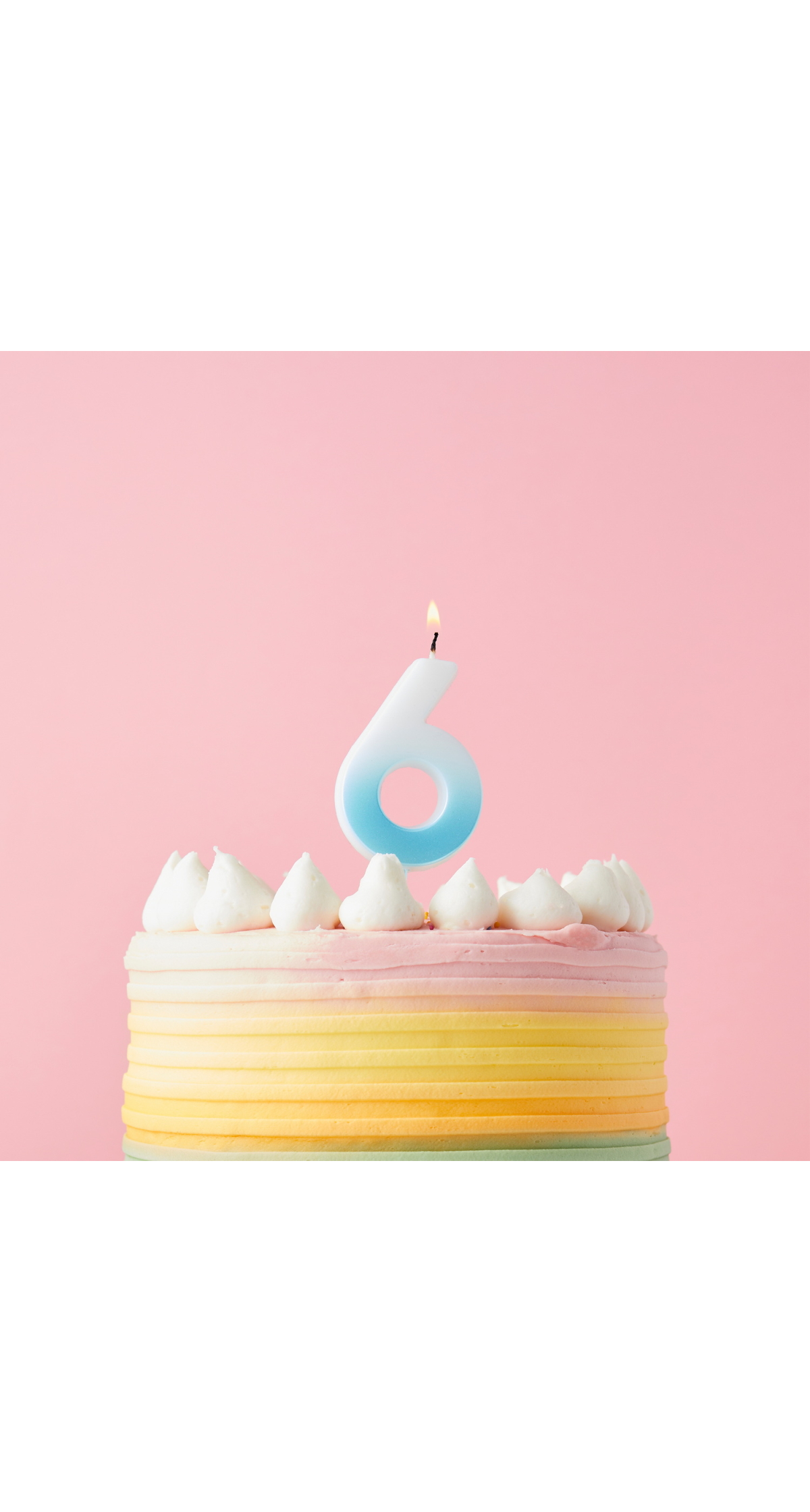 Blue Ombre Number 6 Wax Candle - Image 2