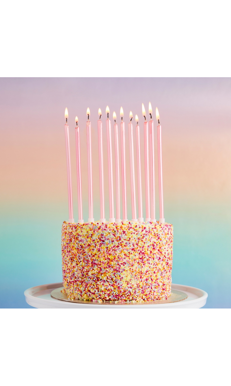 Pink Tall Skinny Wax Candles 12 Pack