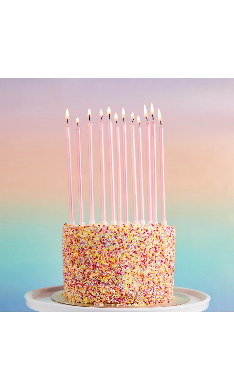Pink Tall Skinny Wax Candles 12 Pack