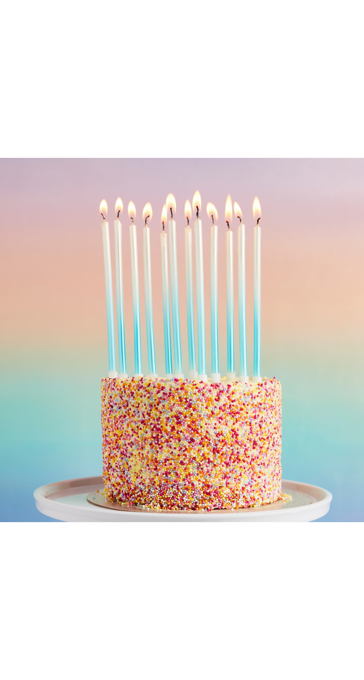 Blue Ombre Tall Skinny Wax Candles 12 Pack