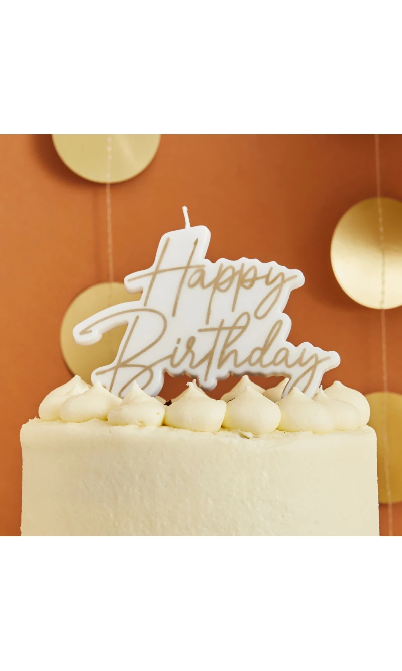 Gold Happy Birthday Wax Candle 1 Pack