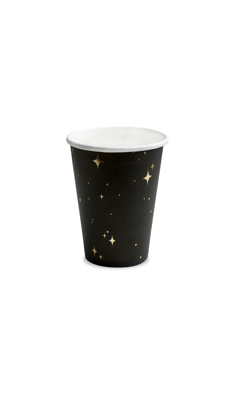 Black & Gold Cups, 260ml (1pkt / 6pc)