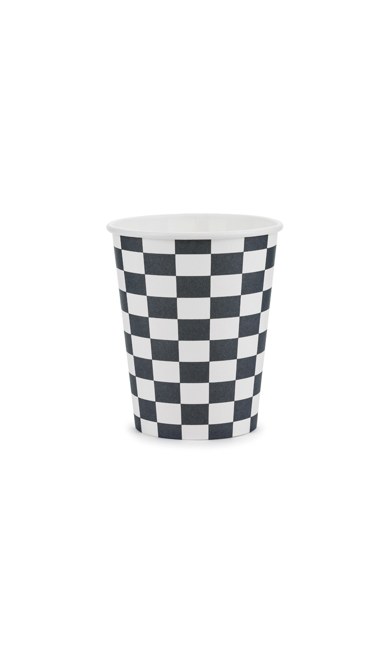 Racing Cars Cups Checkered Flag, 220ml (1pkt / 6pc)