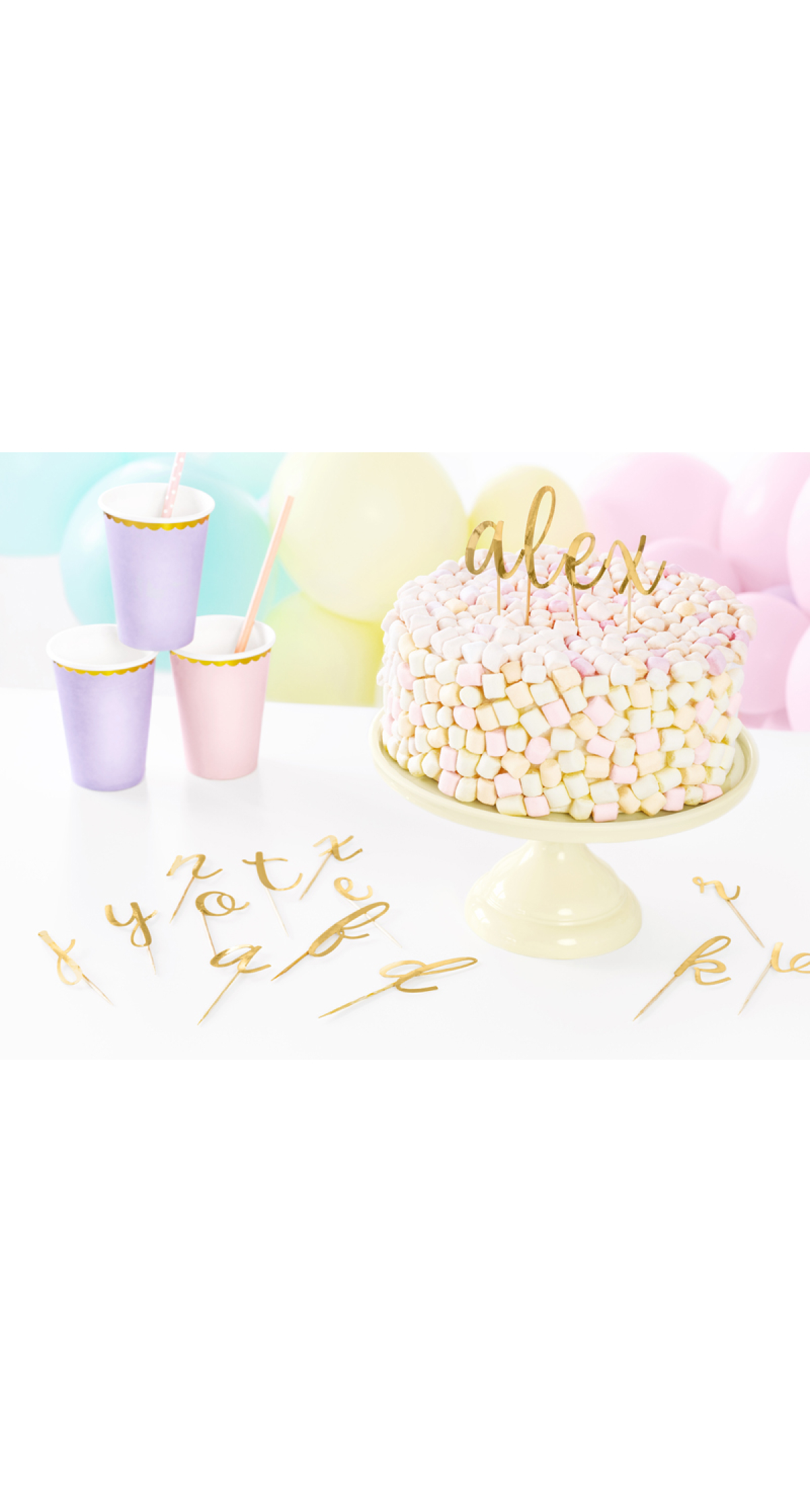Cake Toppers Alphabet, Gold, 9.5-12cm (1pkt / 53pc)