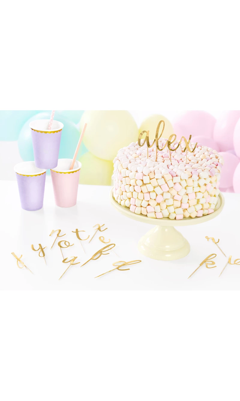 Cake Toppers Alphabet, Gold, 9.5-12cm (1pkt / 53pc)