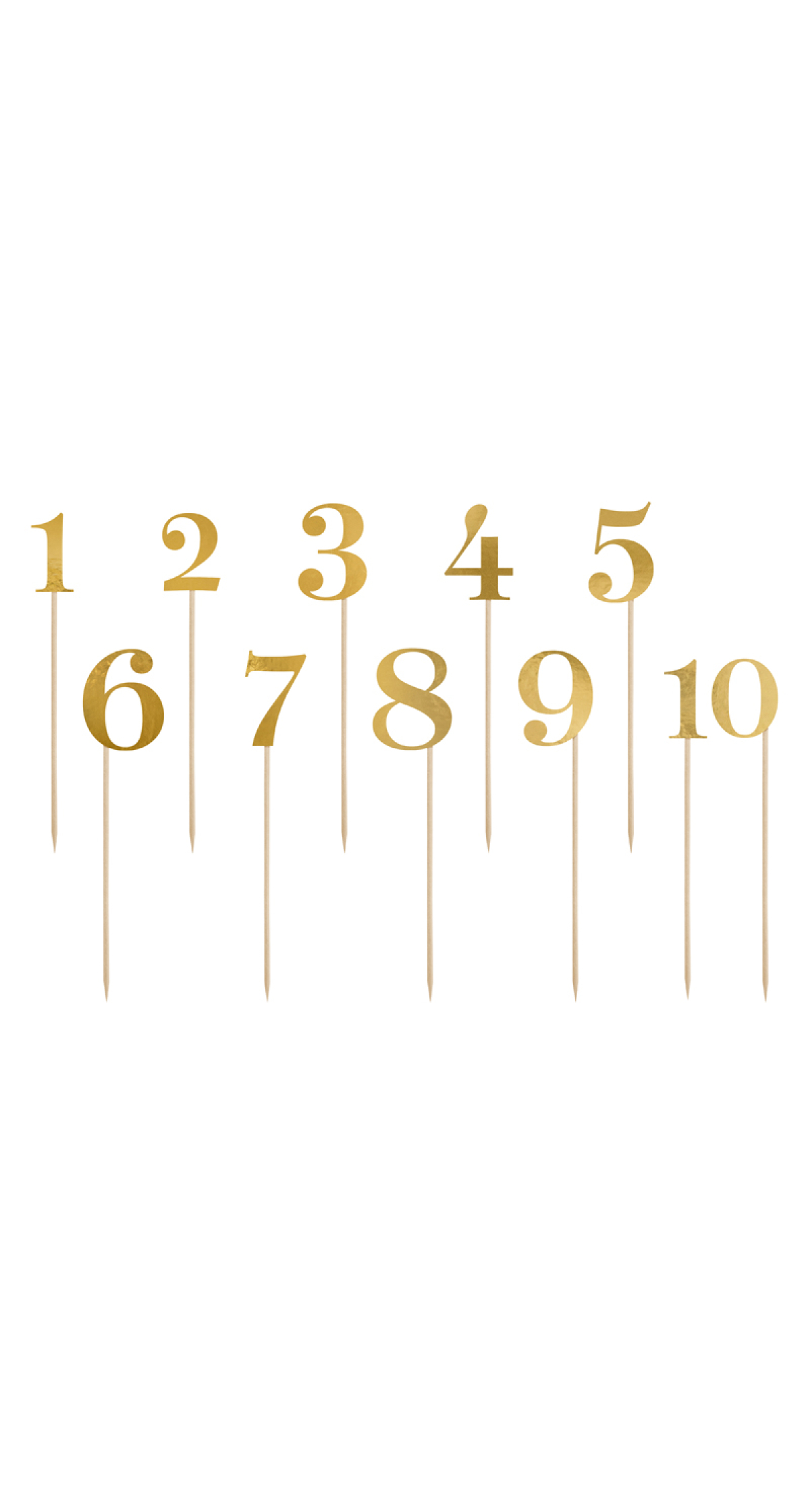 Cake Topper Numbers, Gold, 25.5-26.5cm (1pkt / 11pc)