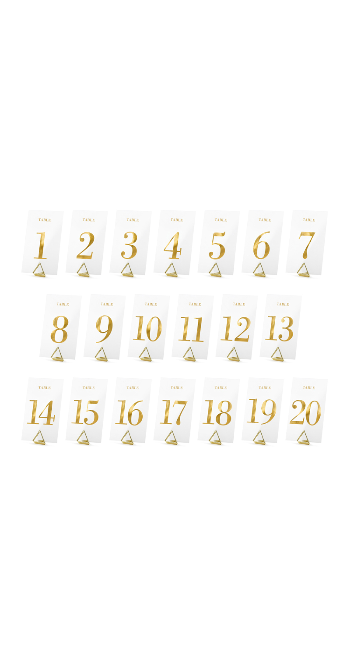 Tranparent Table Numbers Gold 7x12cm (1pkt / 20pc) - Image 2