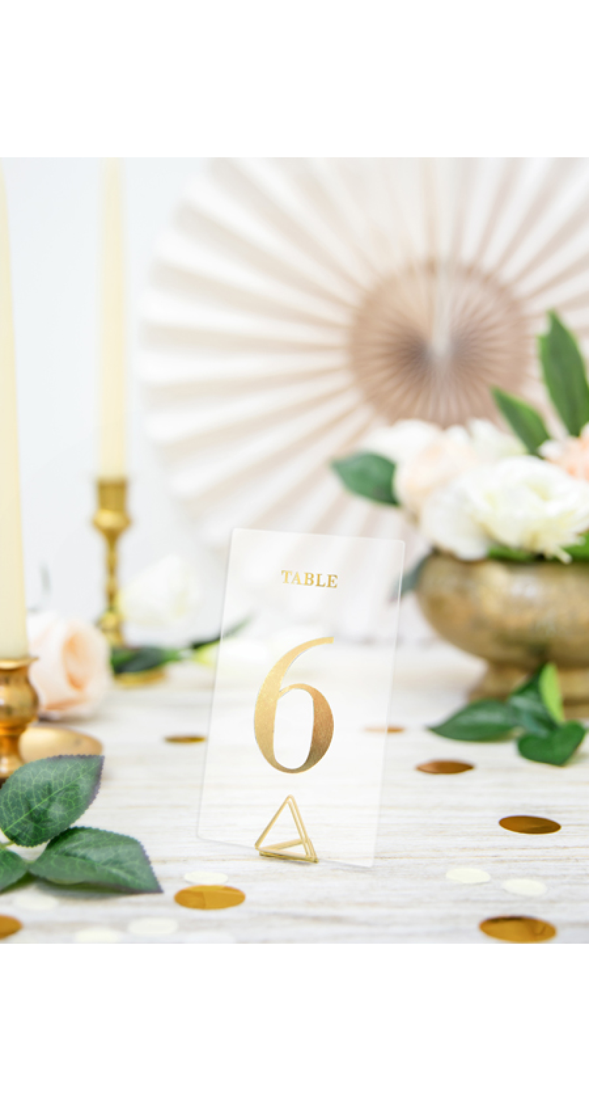Tranparent Table Numbers Gold 7x12cm (1pkt / 20pc)
