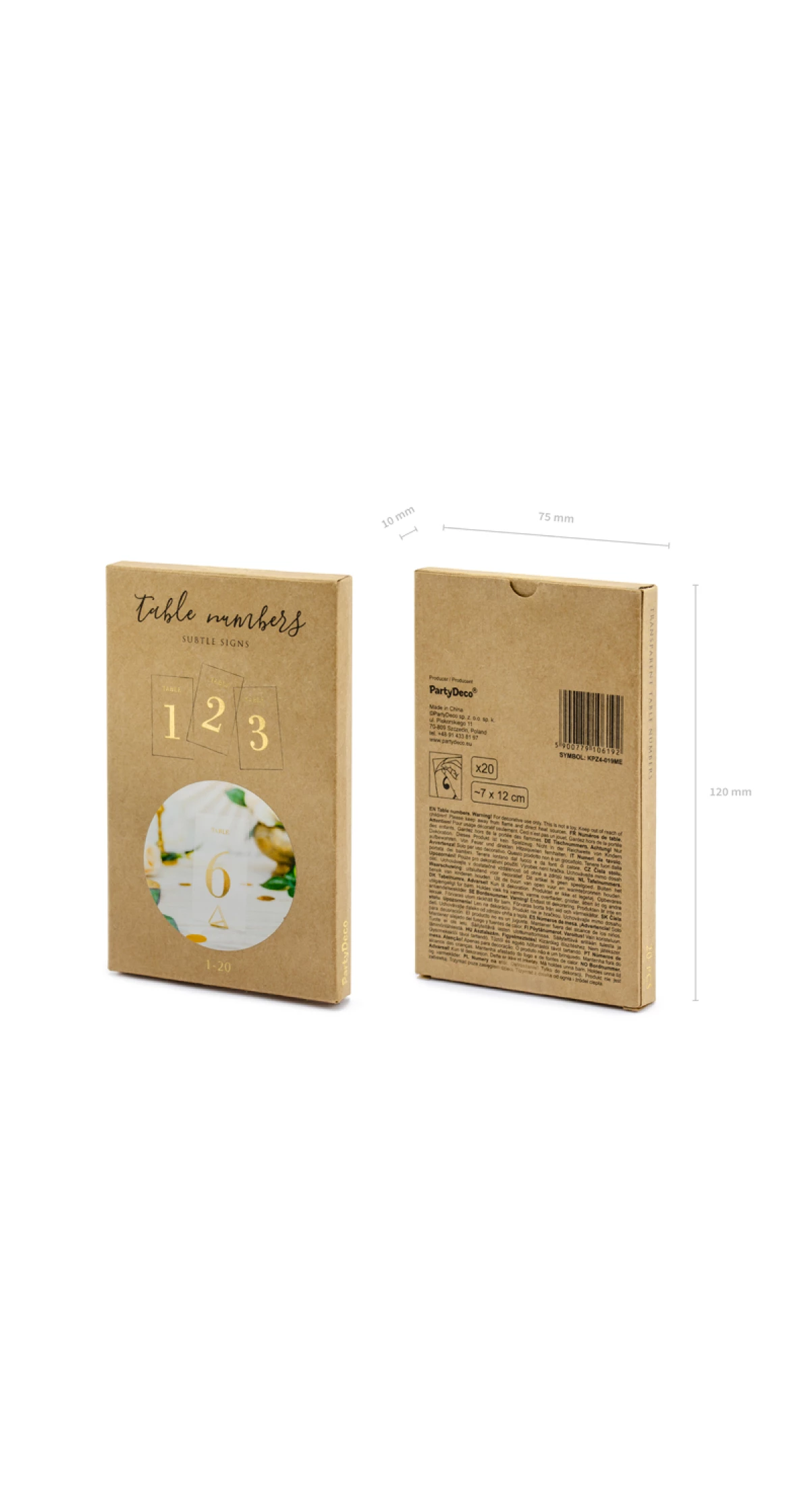 Tranparent Table Numbers Gold 7x12cm (1pkt / 20pc) - Image 4