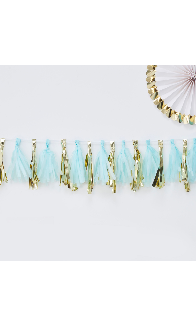 Blue and Gold Tassel Garland - 2m
