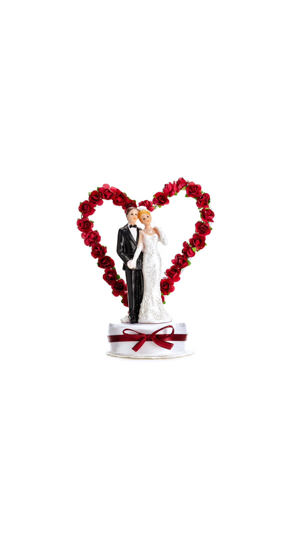 Cake Topper Newly-Weds White And Deep Red 16cm
