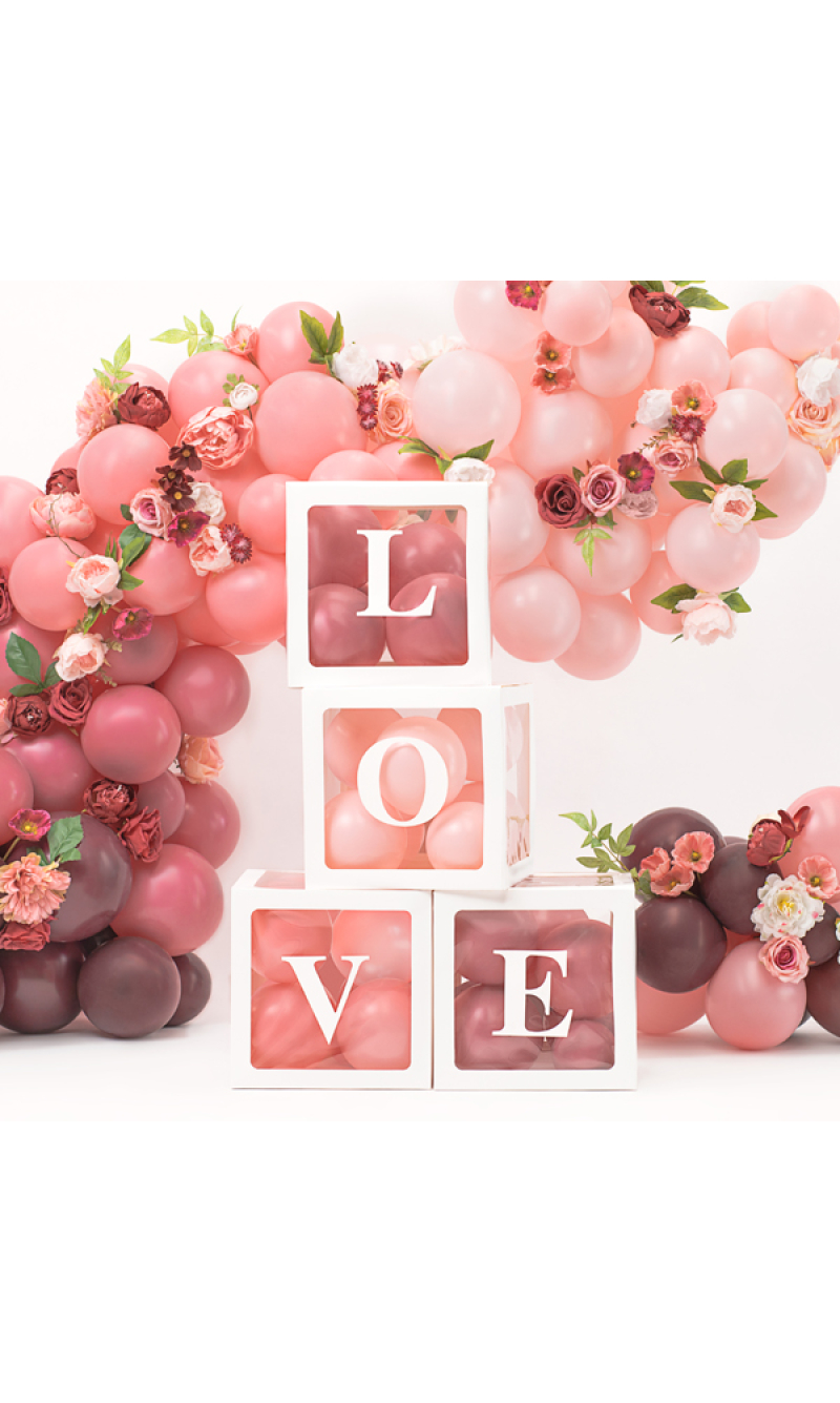 Balloon Boxes Love 30x30cm White (1pkt / 4pc)