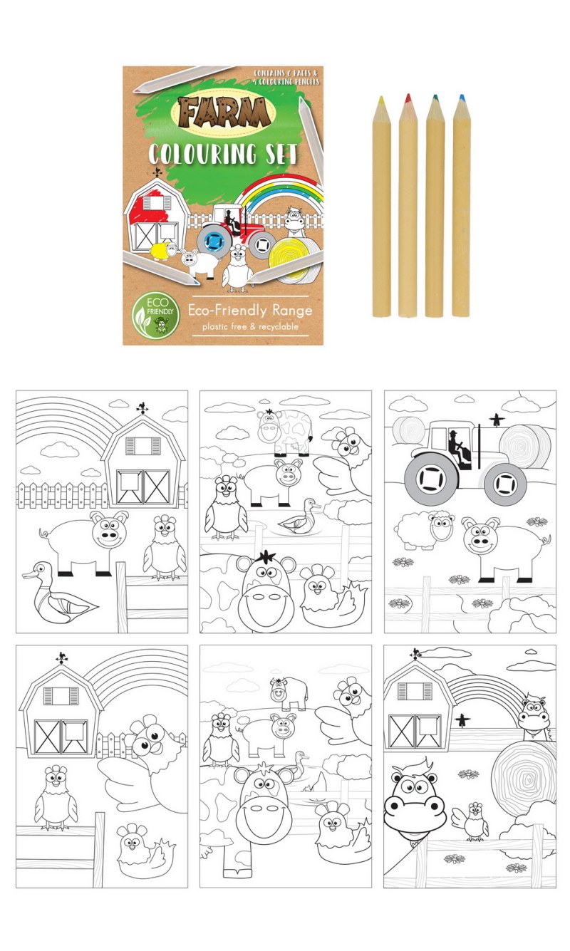 Mini Party Favor Colouring Set Farm (14cm x 10cm)