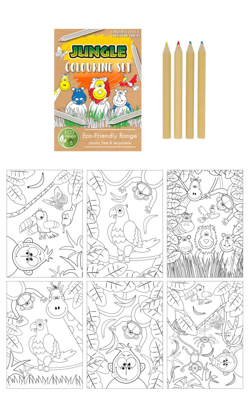 Mini Party Favor Colouring Set Jungle (14cm x 10cm)