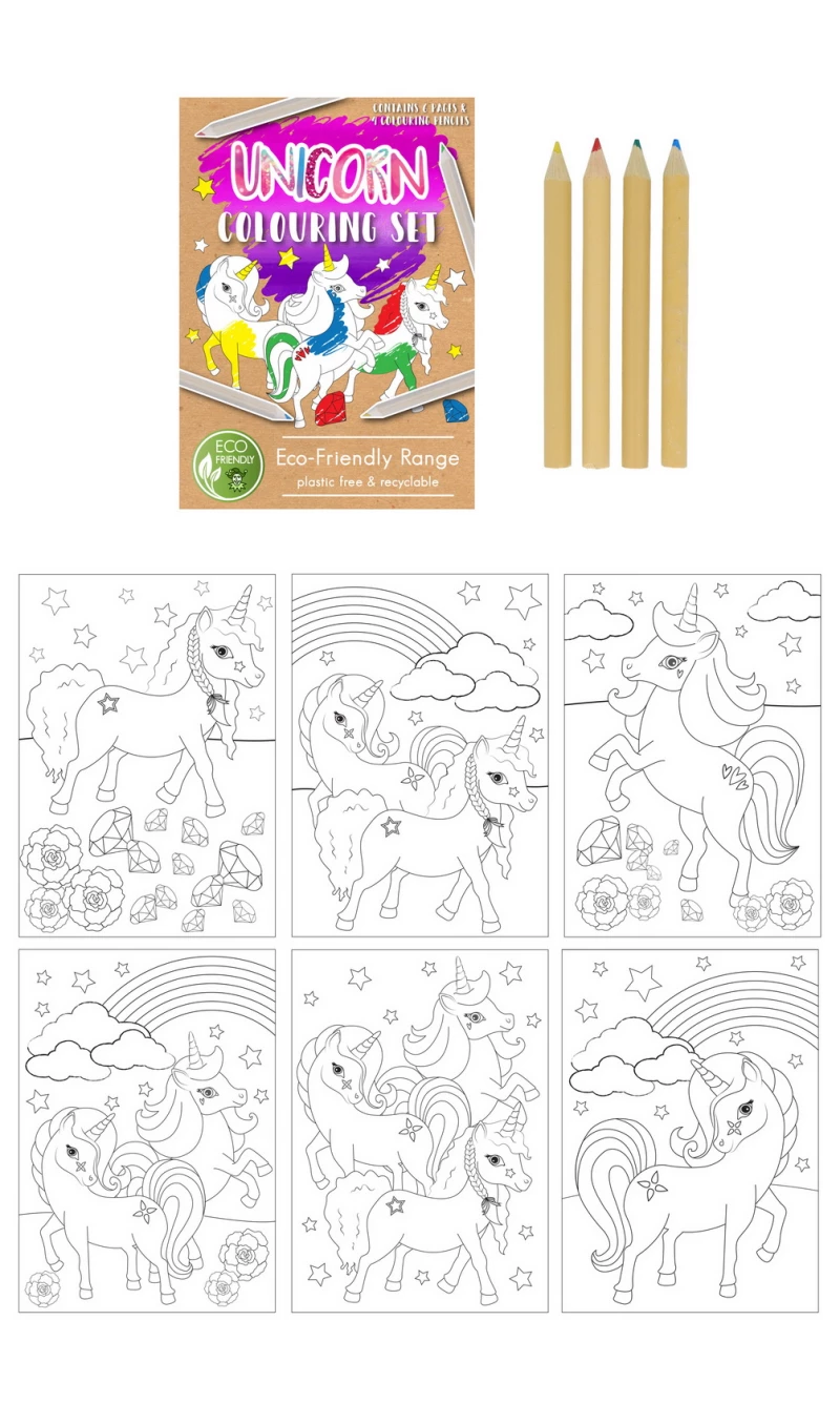 Mini Party Favor Colouring Set Unicorn (14cm x 10cm)
