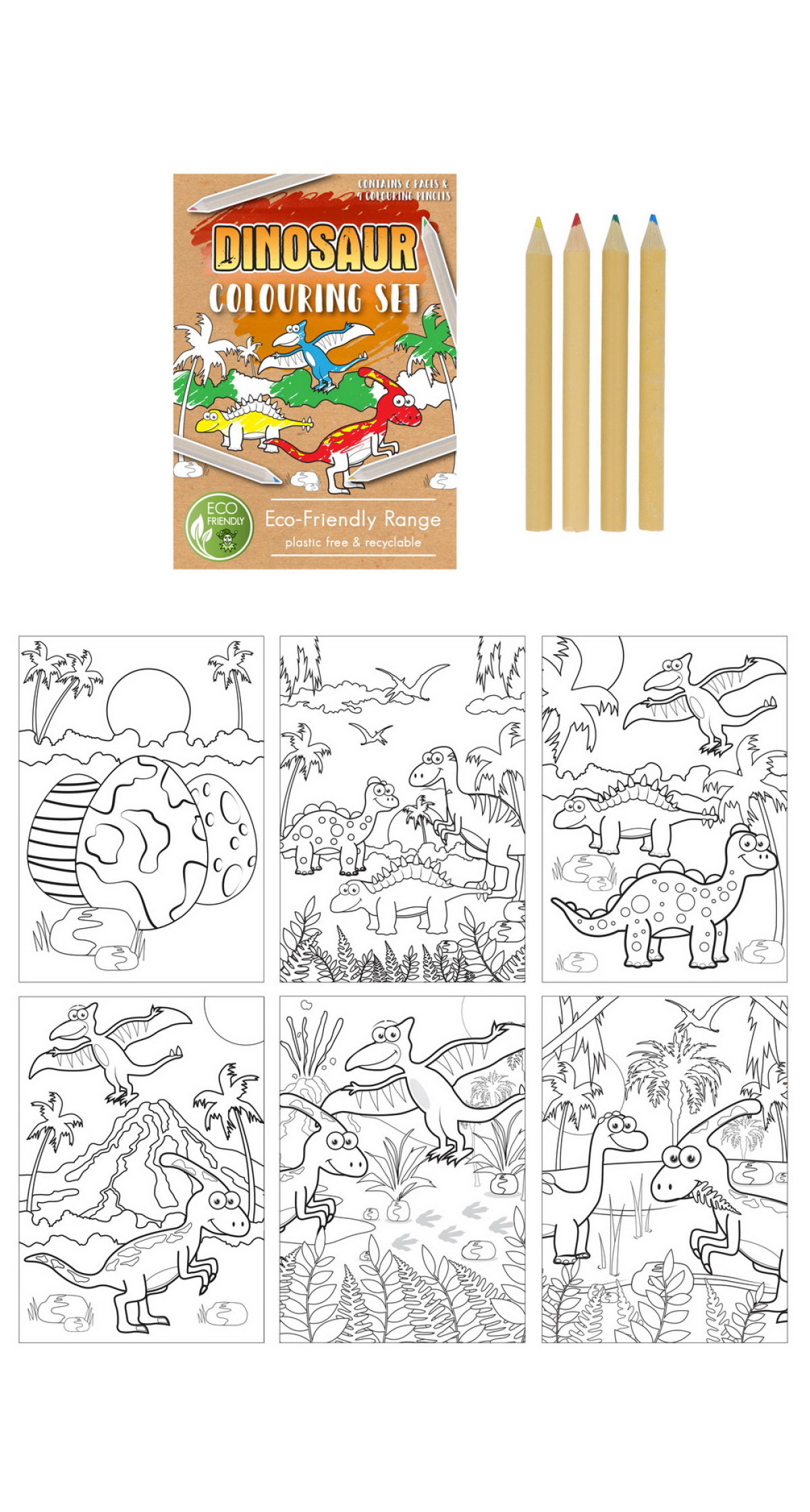 Mini Party Favor Colouring Set Dinosaurs (14cm x 10cm)