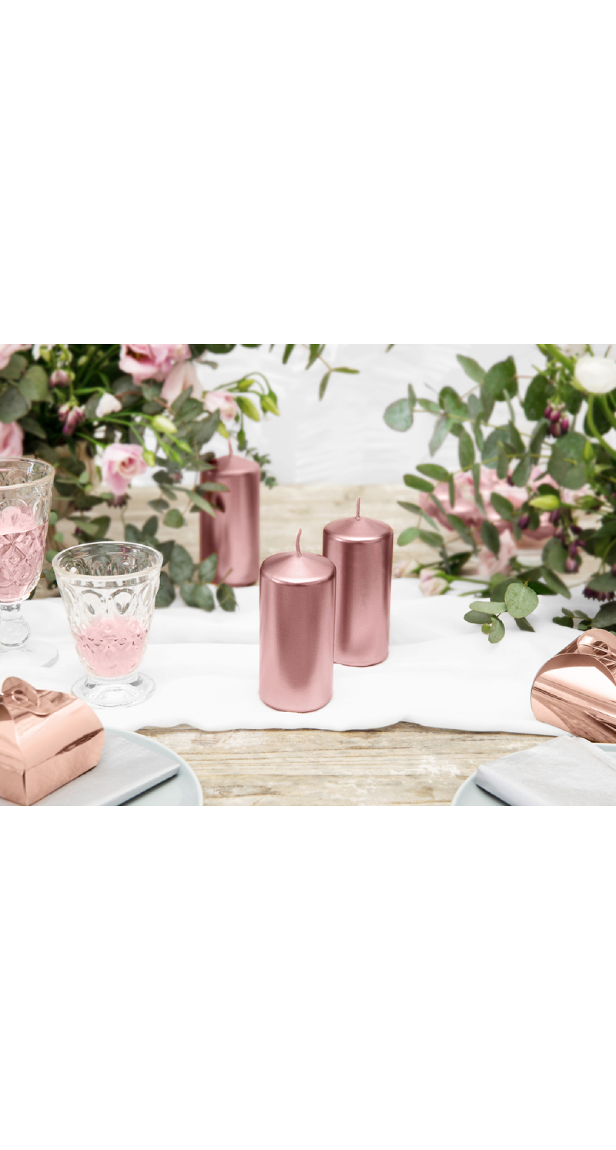 Pillar Candle Metallic Rose Gold 12x6cm - 1pc - Image 2