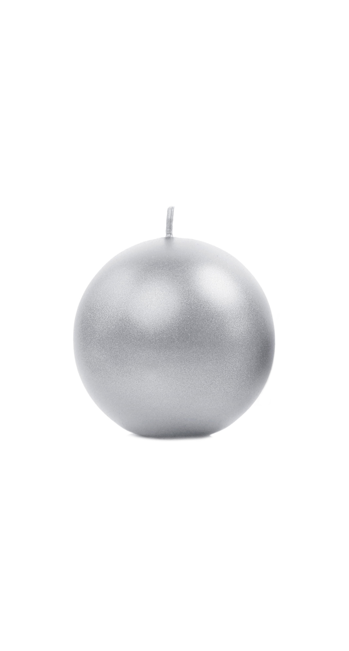 Candle Sphere Metallic Silver 8cm - 1pc